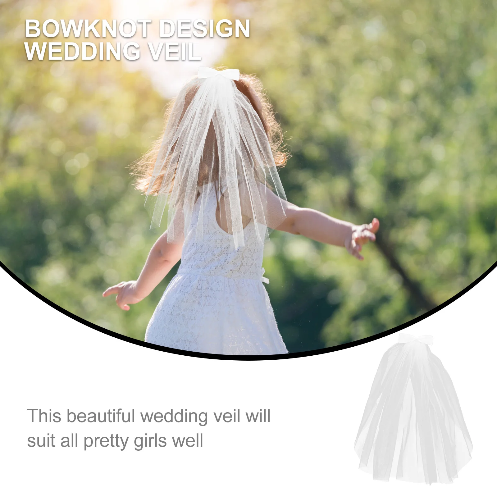 

Wedding Veil Bridal Eye Catching Wedding Veil Hair Accessory White Kids Photo Prop Child Eye catching Multi functional