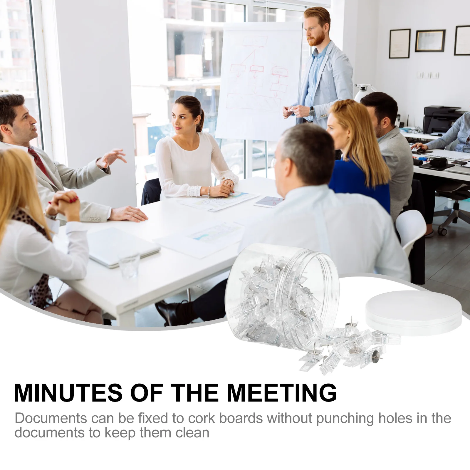 50Pcs Transparent Clip Push Pins Multi-Function Household Photo Clips for Bulletin Boards Cork Walls Decorative Picture Hanging