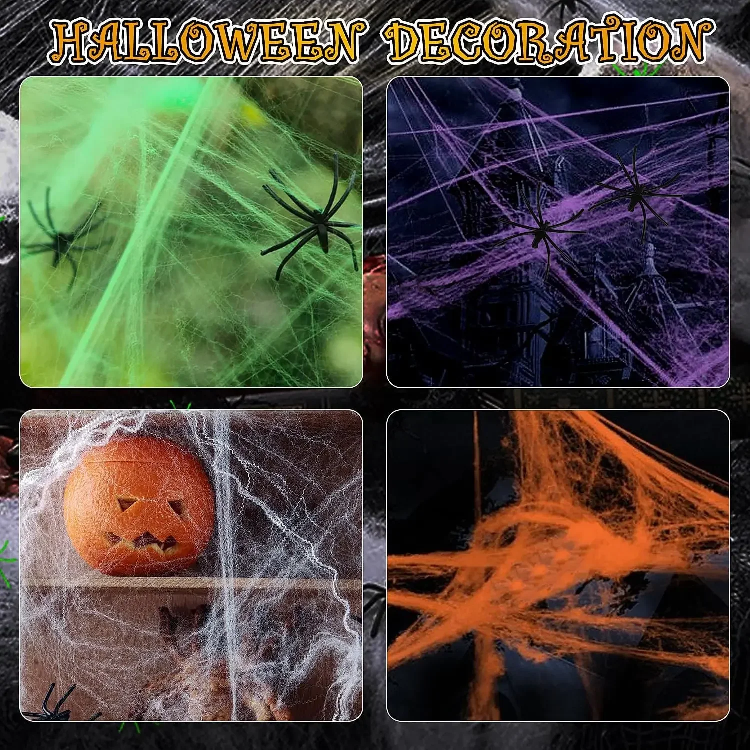 Artificial Spider Web Halloween Decoration Scary Party Scene Props White Stretchy Cobweb Horror House Home Decora Accessories