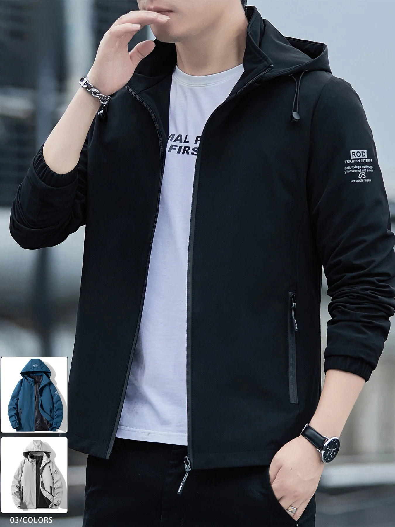 

Pierre Cardin Men's Hooded Jaet Autumn Casual Windproof Coat Trendy Brand Detachable Cap Youth Top Stand Fit Zipper Deco...