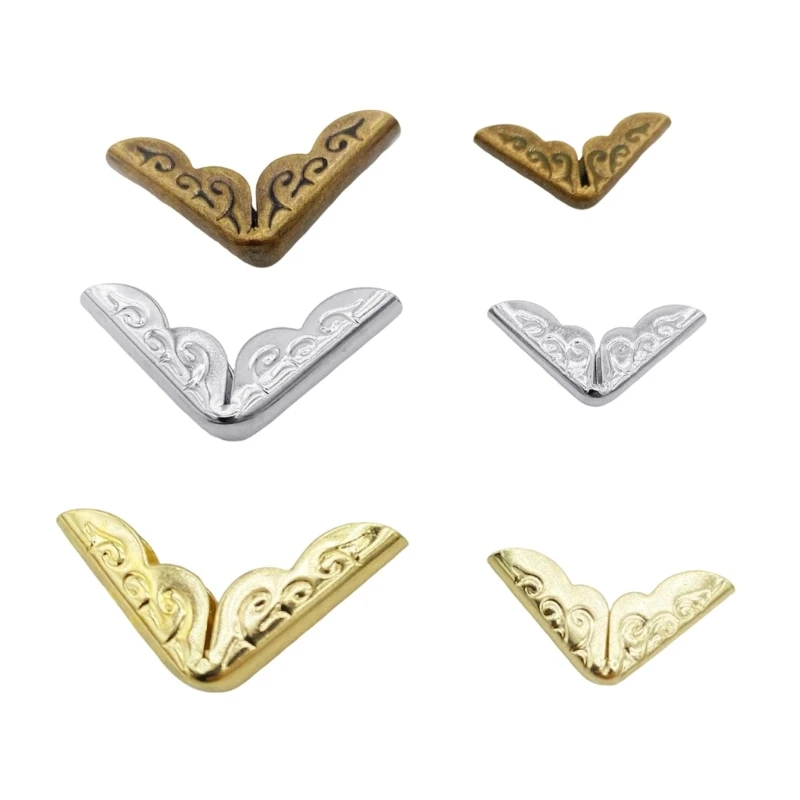 

U55B 100Pcs Vintage Metal Photo Album Corner Protectors Antique Album Corner Guards
