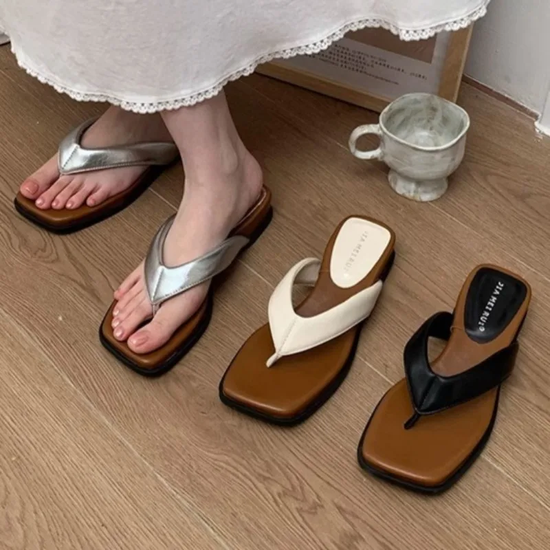 Women's Retro Summer Clip Toe Wedge Slippers Casual Comfort Heel Beach Vacation Slides Shoes Fashion Sandals