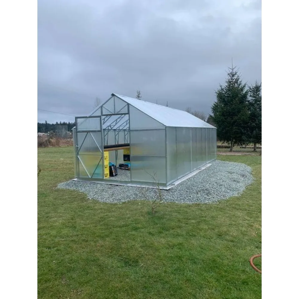 Garden Buildings Polycarbonate (PC) Mini Greenhouse, Multifunctional Planting Space with Metal Frame and Windproof Door