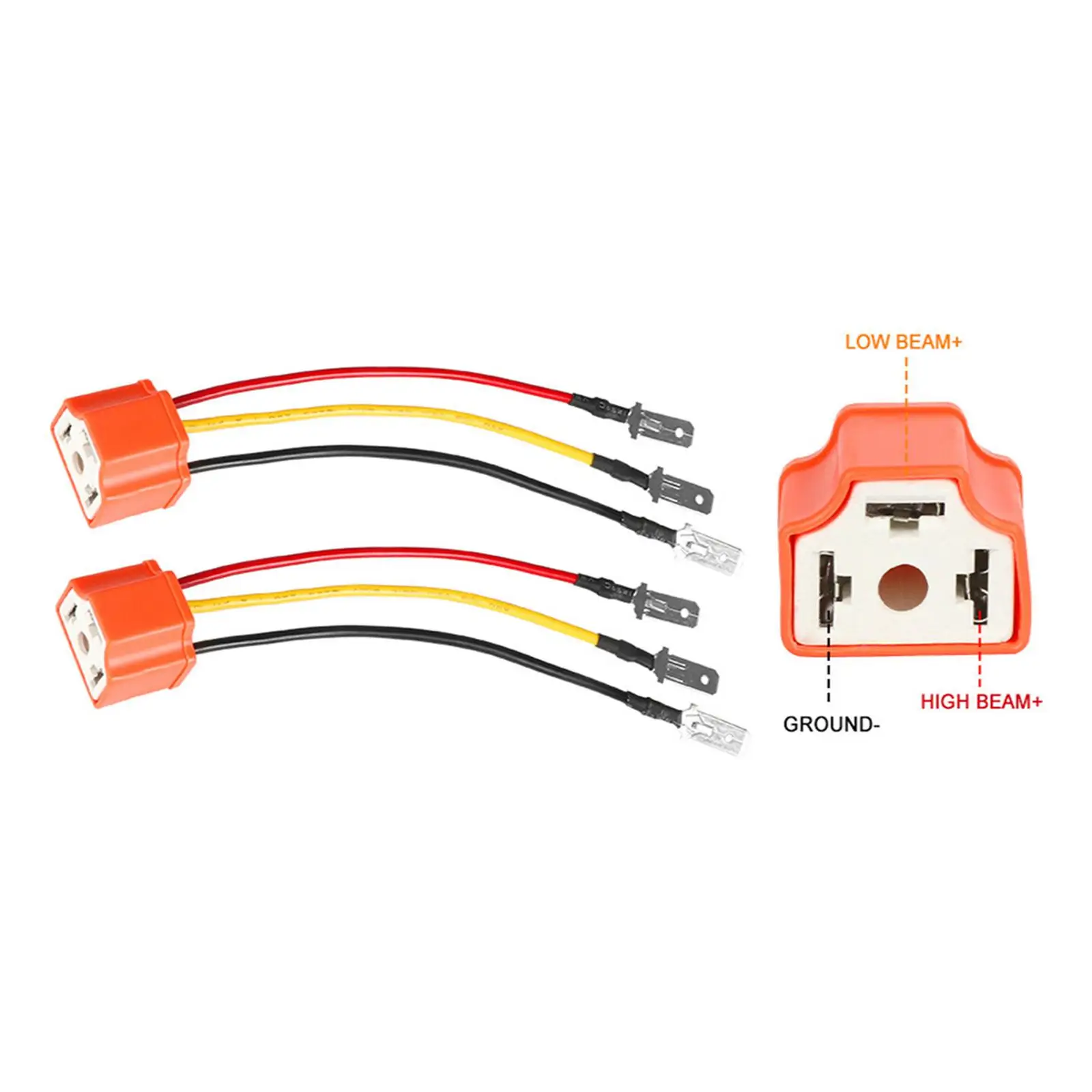 40A H4 9003 HB2 Ceramic Socket Wiring Harness Female Pigtail Plug 14AWG Adapter for Truck Marine Boat Headlight Retrofit Kit