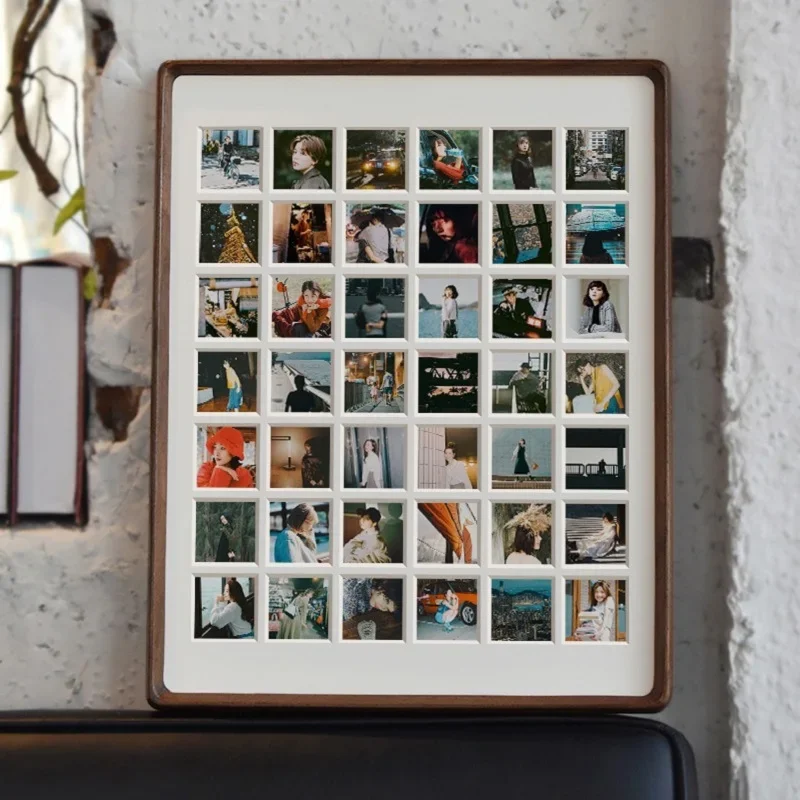 Black Walnut Wood Frame G-Style Wall-Mountable 12-Grid Natural Rounded Corner Picture Frame Solid Wood Frame for Photos