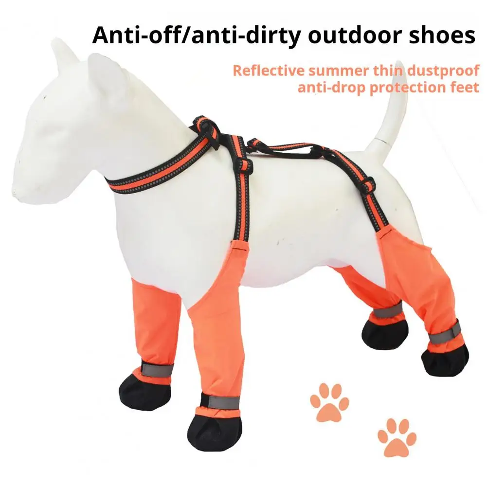Dog Suspender Booties Anti-Slip Dog Paw Protector Waterproof Boot Leggings Adjustable Dog Suspender Shoes for Rain Hiking