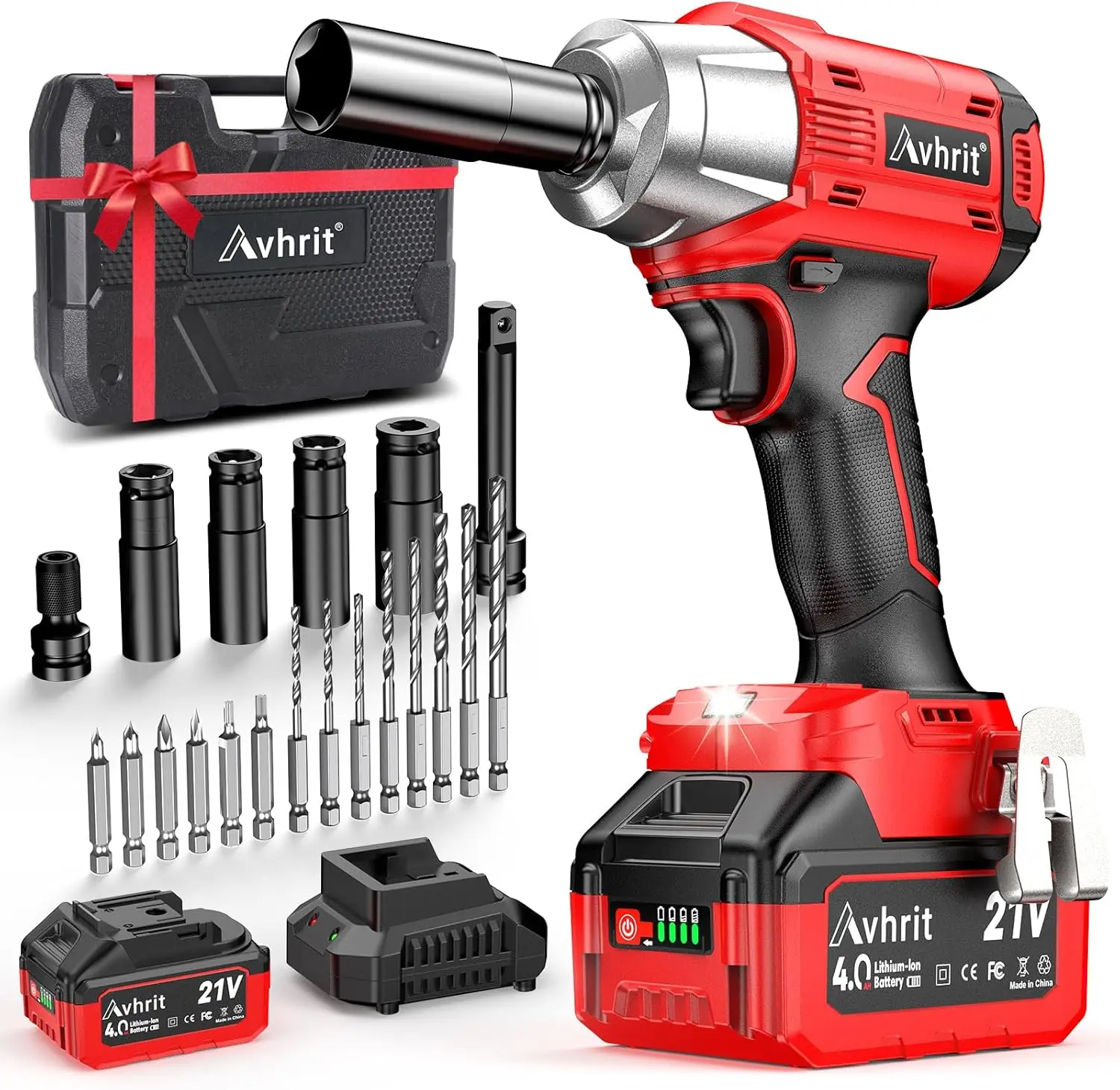 Cordless Impact Wrench 1/2 inch 480Ft-lbs (650Nm) Power Impact Gun1/2drive w/4.0Ah Battery Electric Impact Wrench impact wrench