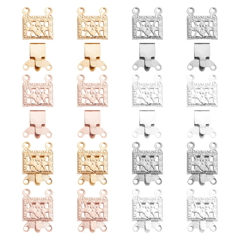 50Pcs Fold Over Clasps 11.5mm Long Stainless Steel Jewelry Clasps Metal Jewelry Extender Micro Fold Over Clasps Bracelet Clasps
