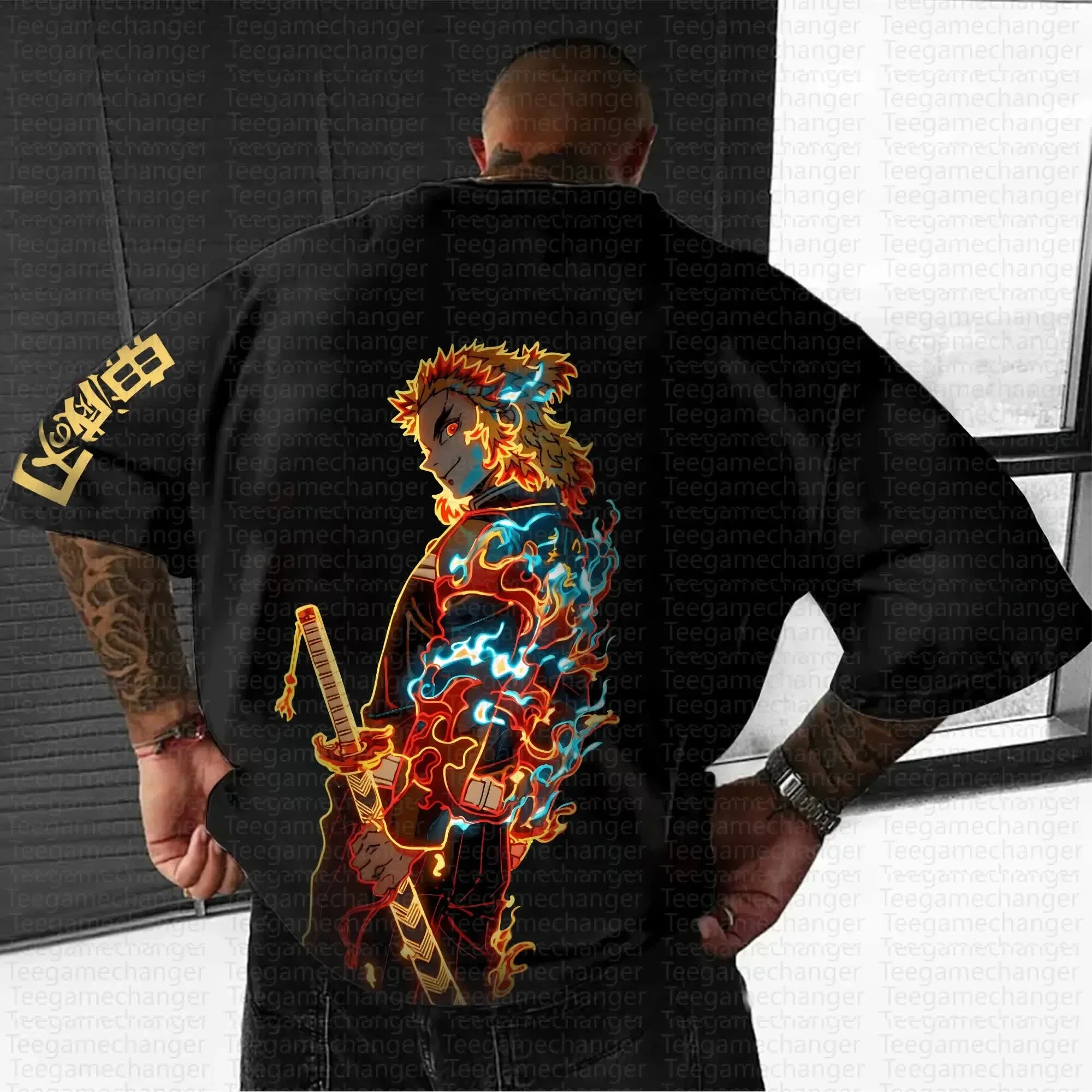 Teegamechanger Demon Slayer Kimetsu No Yaiba Anime Grafikdruck T-Shirts für Männer 2025, Sommer-Baumwoll-Kurzarm-T-Shirts
