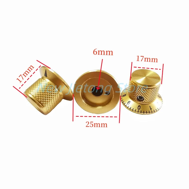 2pcs Gold Color 25x17mm Aluminum Alloy Potentiometer Switch Contral Caps Volume  Audio Electric Guitar Bass Knobs Screw Type