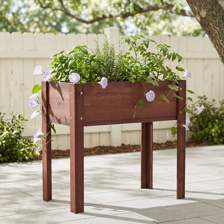 

Outdoor raised garden bed, cedar wood, natural color, 31x31x16 inch with sturdy legs for easy plant, flower, fruit, vegetable a