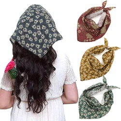 AWAYTR New Women Summer Flower Head Scarf Triangle Bandanas Lady Fashion Printed Little Daisy Hairband Girls Hair Accessories
