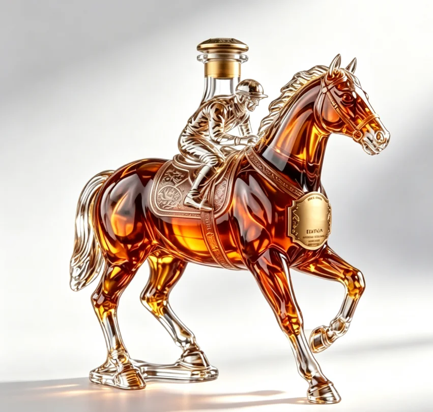 Racing Horse Rider High Borosilicate Glass Decanter Sticker Craft Liquor Bottle For Whiskey Brandy Red Wine Home Bar Holiday