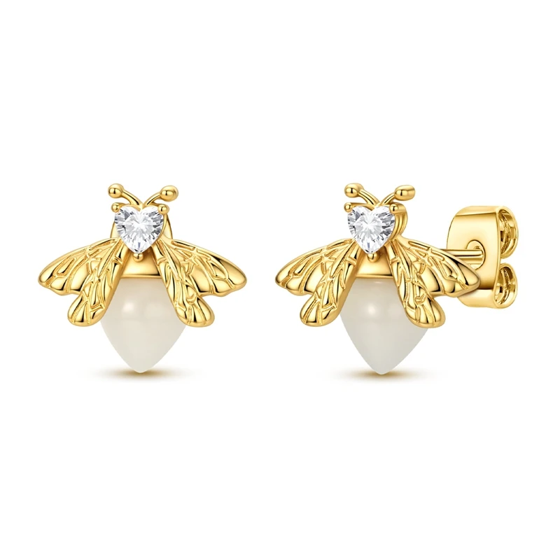 

925 Sterling Silver Earrings Women Luminous Firefly Stud Earring For Anniversary Wedding Jewelry Gifts