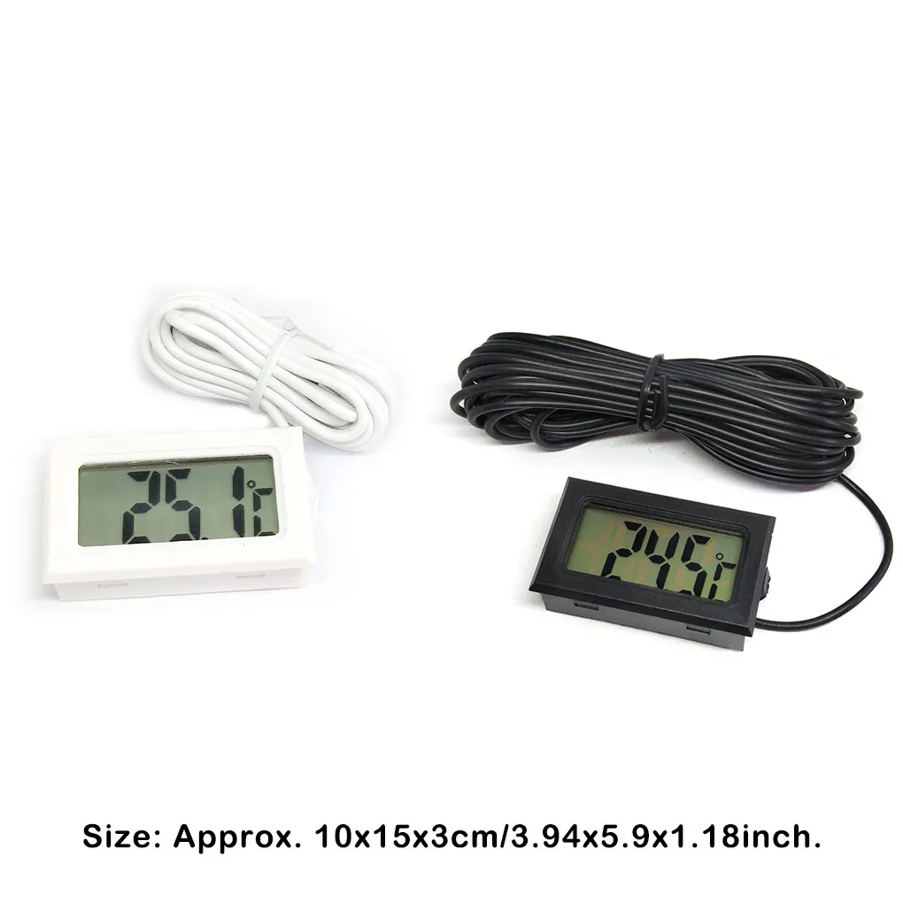 Digital Thermometer with Probe Temperature Humidity LCD Display Car Baby Incubator Gauge for Indoor Home  White