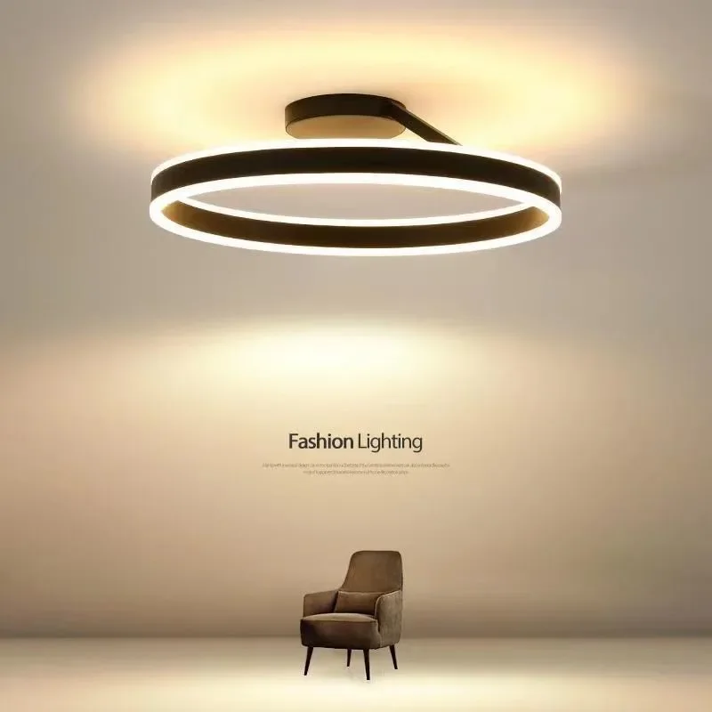 Nordic Minimalism Round Led Ceiling Chandelier Painted Aluminium Chandelier Living Lamp Bedroom Simple Home Decor Lamp Fixtures