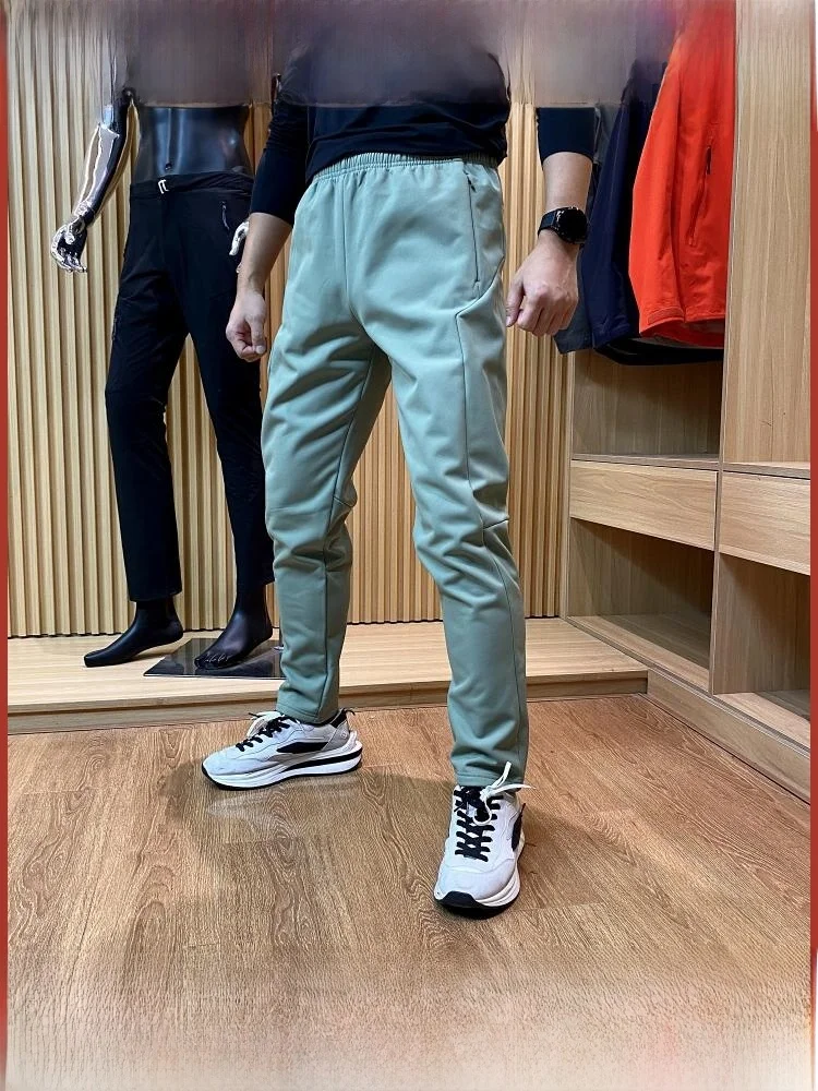 

High-End Outdoor 3D Fit Waterproof Winter Fce Lined Mountain Climbing Soft ell Pants Men's Casual Long Trousers