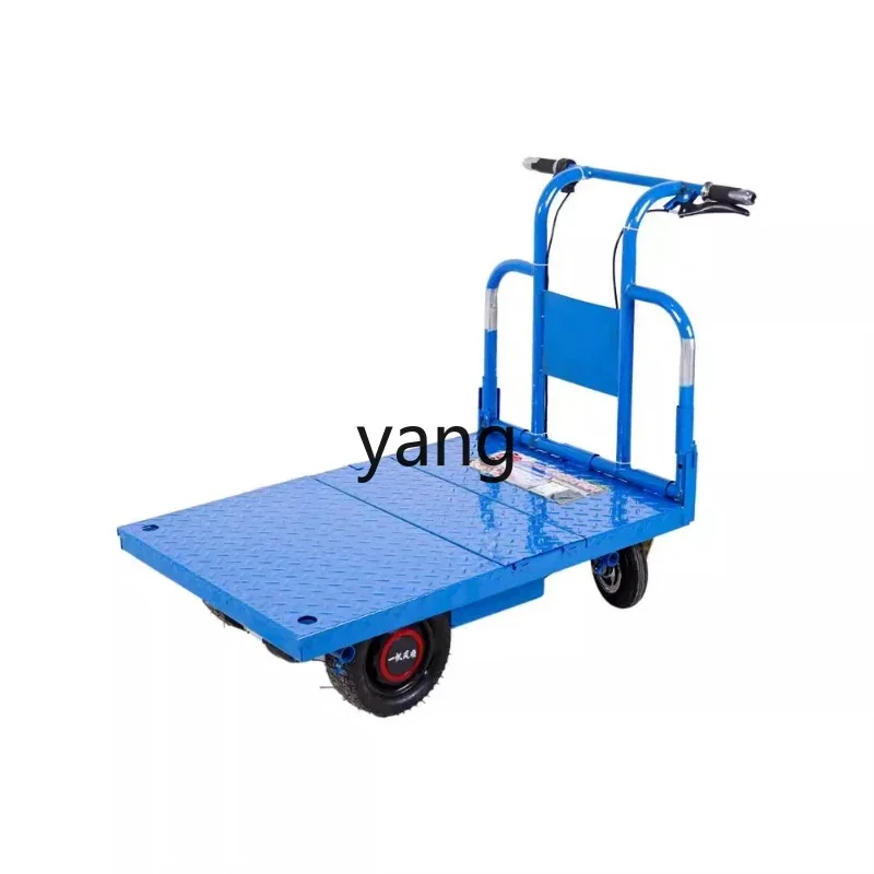 LMM  electric four-wheeled flat truck warehouse household small folding trolley transportation cargo load