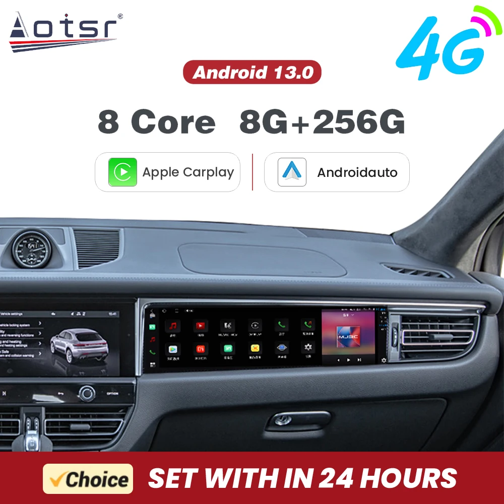 

12,3 "Android 13 для Porsche Macan 2018-2023, новый навигационный экран для пилота Qualcomm, автомобильный радиоприемник Apple Carplay