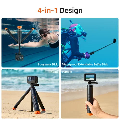 Imagen 2 del producto TELESIN-barra de flotabilidad subacuática para buceo, palo de Selfie extensible, trípode para Gopro Insta360 DJI OSMO, accesorios de Cámara de Acción