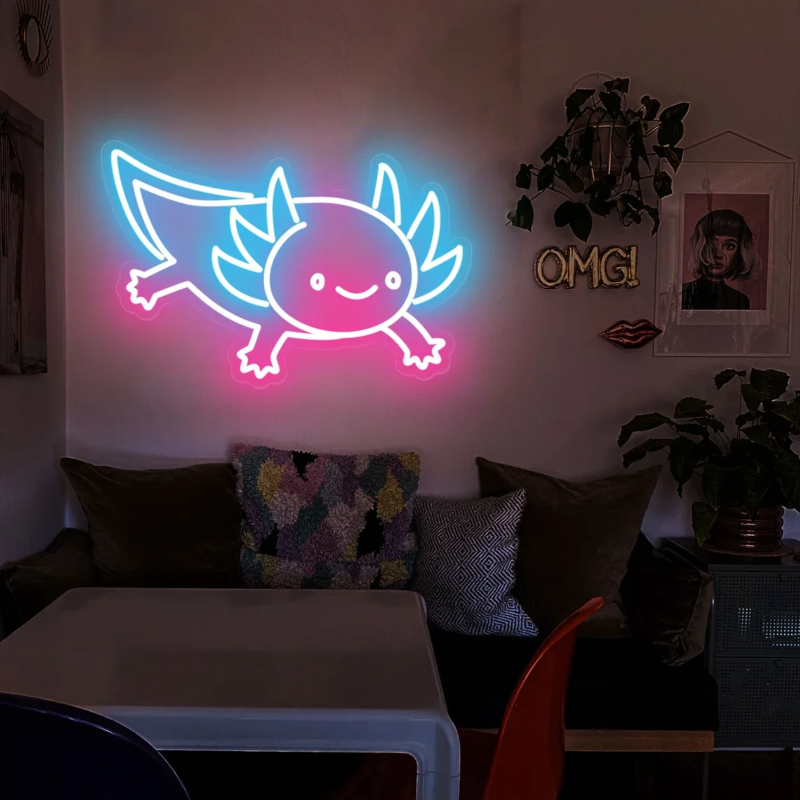 

Axolotl Neon Sign Kawaii Animal Neon Sign Kids Room Decor Bar Bedroom Home Wall Decor Art LED Neon Sign Gift