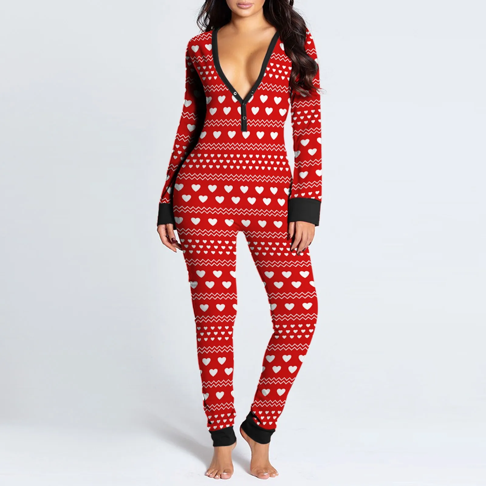 2024 Women Christmas Onesies Open Butt Flap For Adults Sexy Sleepwear Romper Pajamas Jumpsuit Xmas Sexy Cute Pyjama Long Nightie