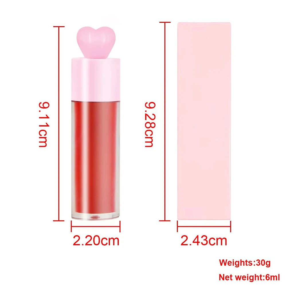 6ml Liquid Blusher ฉลากส่วนตัวขวดรูปหัวใจ Long Lasting Moisturizing โลโก้ที่กําหนดเองแต่งหน้า Rouge ขายส่งโหดร้ายฟรี