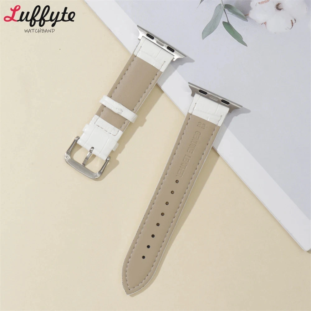 Green Bamboo Design Watch Strap for Apple Watch Ultra/8/7/SE/6/5/4/3/2/1 Men Women Leather Watchband 38/40/41/42/44/45/49mm