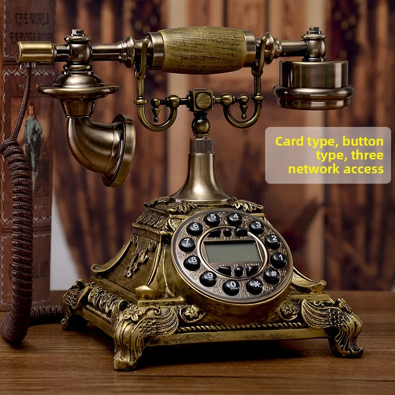 Telepon rumah bergaya retro Eropa, desain kreatif, model ponsel putar kuno dengan kartu nirkabel
