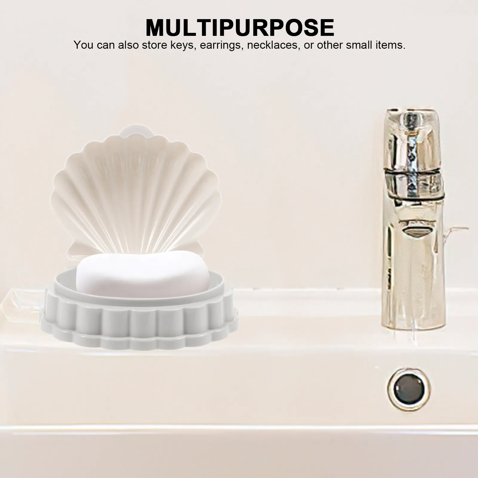 2 Pcs Bathroom Soap Holder Dish with Lid Shell Shape Seashell Container Dishes for Bar Seashells