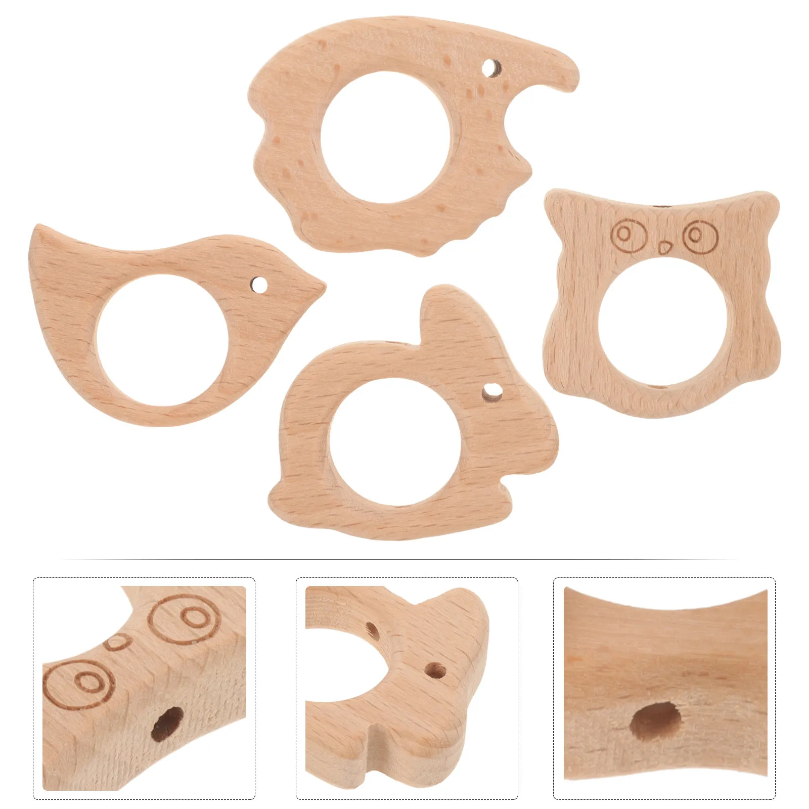 Ensemble de 20 anneaux de dentition pour bébés - Design animalier en bois charmant pour l'entraînement à la préhension du bébé, anneau de dentition en bois non toxique pour nouveau-nés