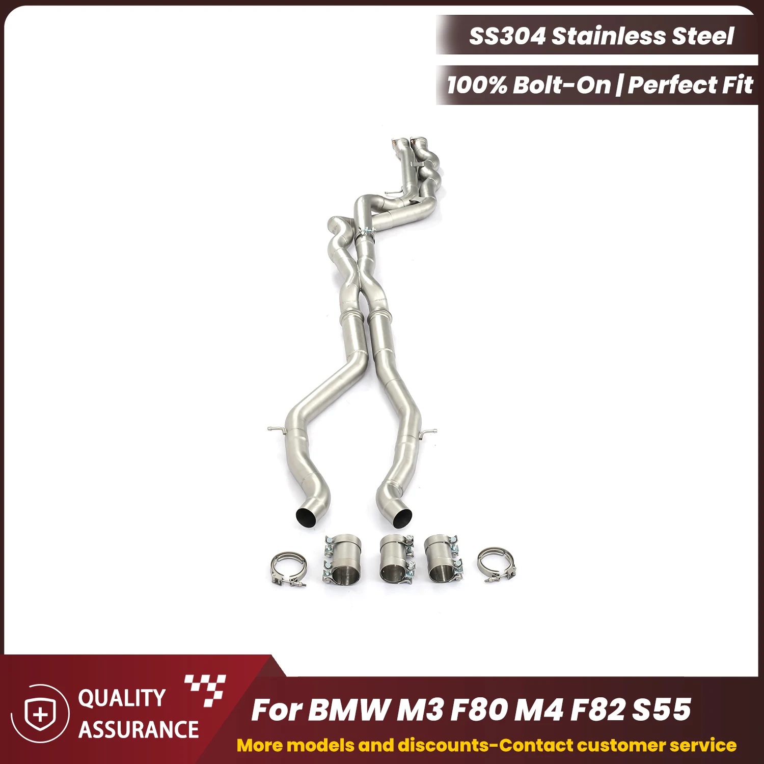 

ECCF Sporty Stainless Steel Mid Pipe for BMW M3 F80 M4 F82 S55 Aggressive Exhaust Sound Performance Upgrade Easy Installation