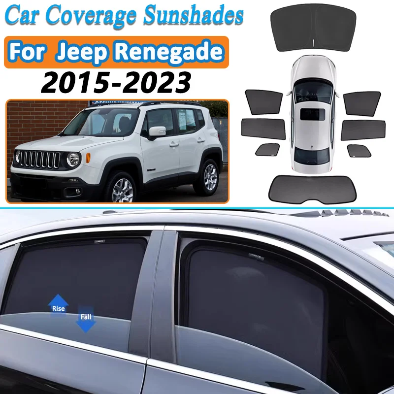 

Солнцезащитный козырек для Jeep Renegade 2016 2015-2023, сетчатая шторка на боковые окна, защита от солнца и УФ-излучения, автомобильные аксессуары