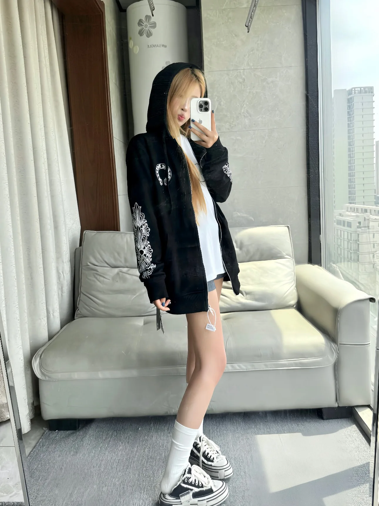 Damska bluza z nadrukiem w stylu amerykańskim, luźny krój, jesienno-zimowy rozpinany kardigan na zamek, koreański styl.