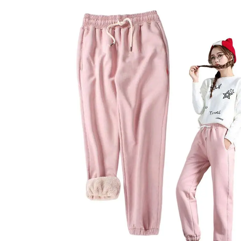 Sweatpants Women Fleece Lined Winter Fleeced Harem Pants For Women Warm Closed Bottom Sweatpants Match With Sports Shoes