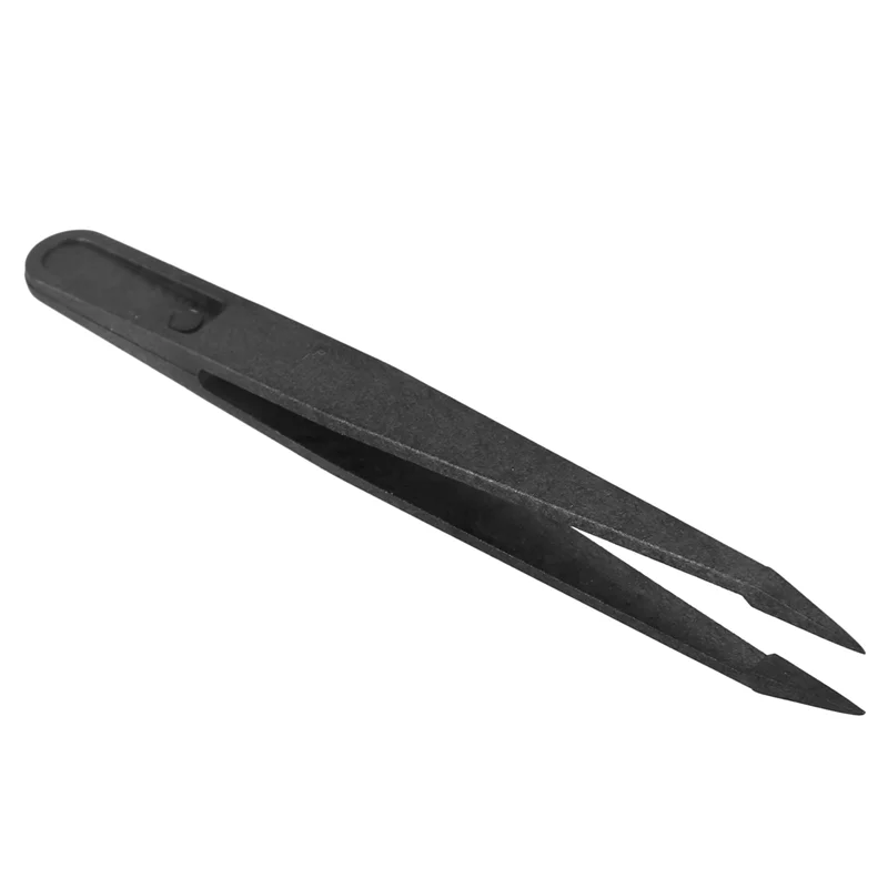 

AA49 60 Pcs Black Plastic Tip Head Anti Static Tweezer 12Cm Length