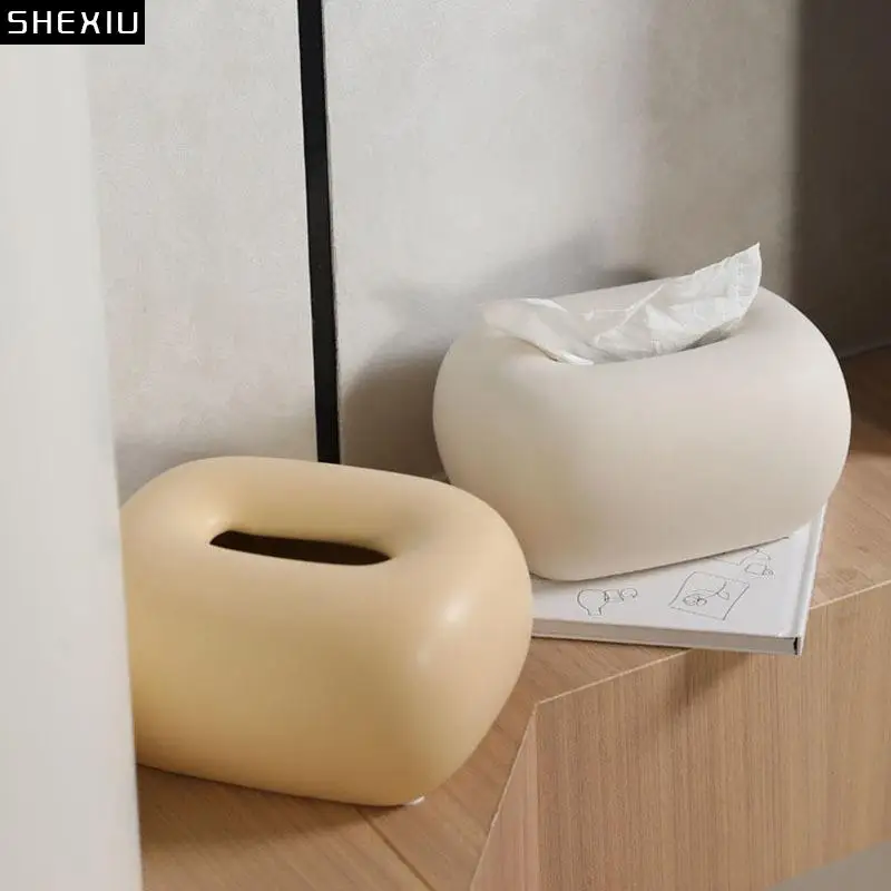 

Creative Round Corner Tissue Box Coffee Table Desk Decoration Minimalism Ceramic Tissue Box Bedside Table Paper Towel Case