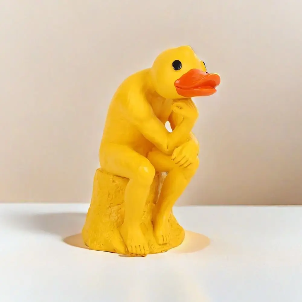 

Resin Thinking Duck Statue Sensory Toy Model Duck Yard Decorations Ins Figurines Funny Animal Decorations Halloween Holiday