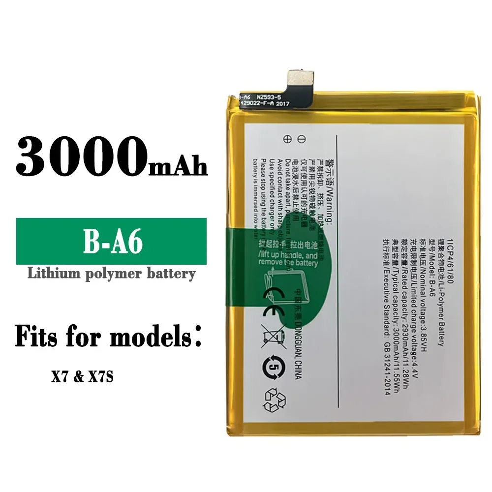 B-A6 3000mAh High Quality Replacement Battery For Vivo X7 X7S New Built-in Large Capacity Lithium New Batteries