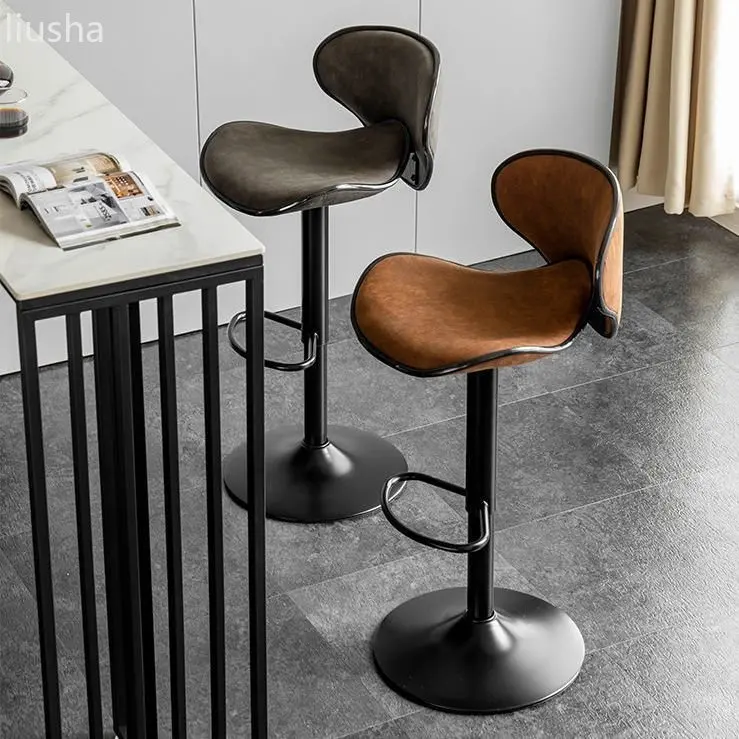 

Bar chair backrest light luxury bar chair simple modern Nordic chair lift bar wrought American creative bar stool chairs