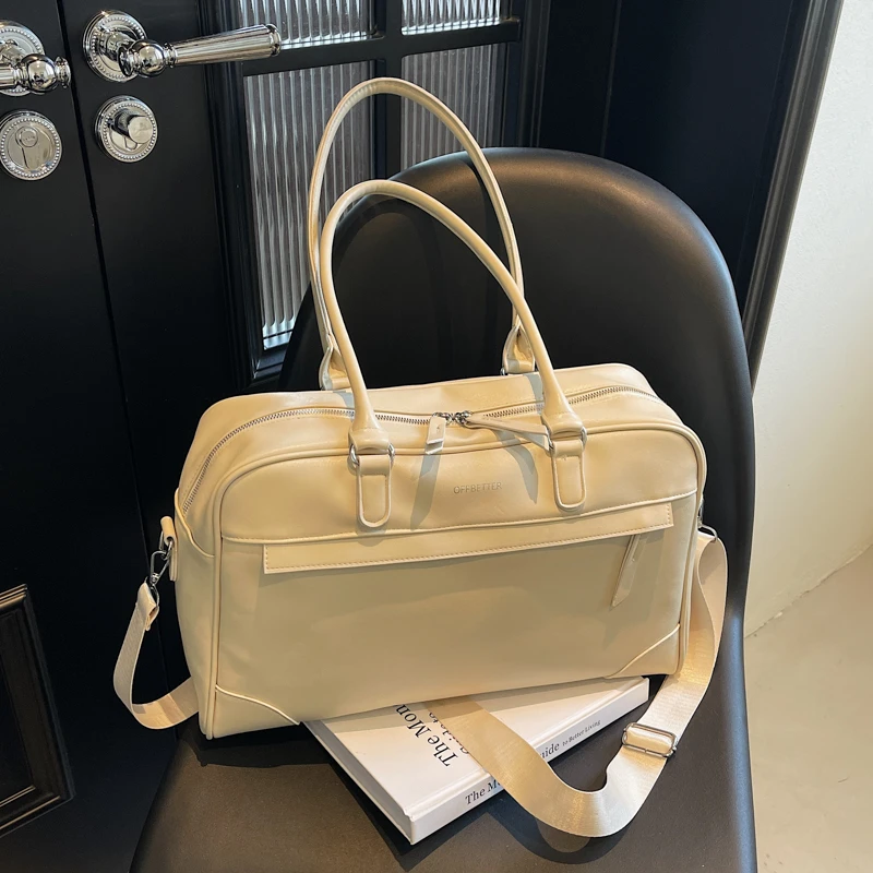 

Простые универсальные однотонные глянцевые дорожные сумки из искусственной кожи на молнии, высококачественные женские сумки на плечо и через плечо большой вместимости, мода 2023 г.