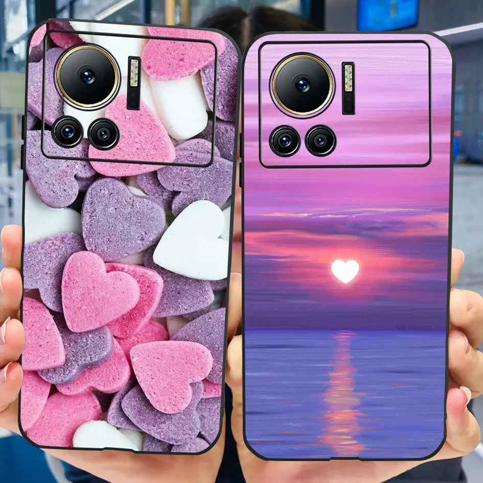 For Infinix Note 12 VIP Case Cute Love Heart Back Cover Soft Black Silicone Fundas For Infinix X672 Note12 Vip Shockproof Bumper