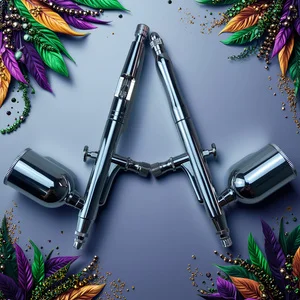 0.2/0.3/0.5mm Dual-Action Gravity Airbrush Kit, Quick Connector, Needles & Nozzles. Perfect for art, hobbies, crafts & models