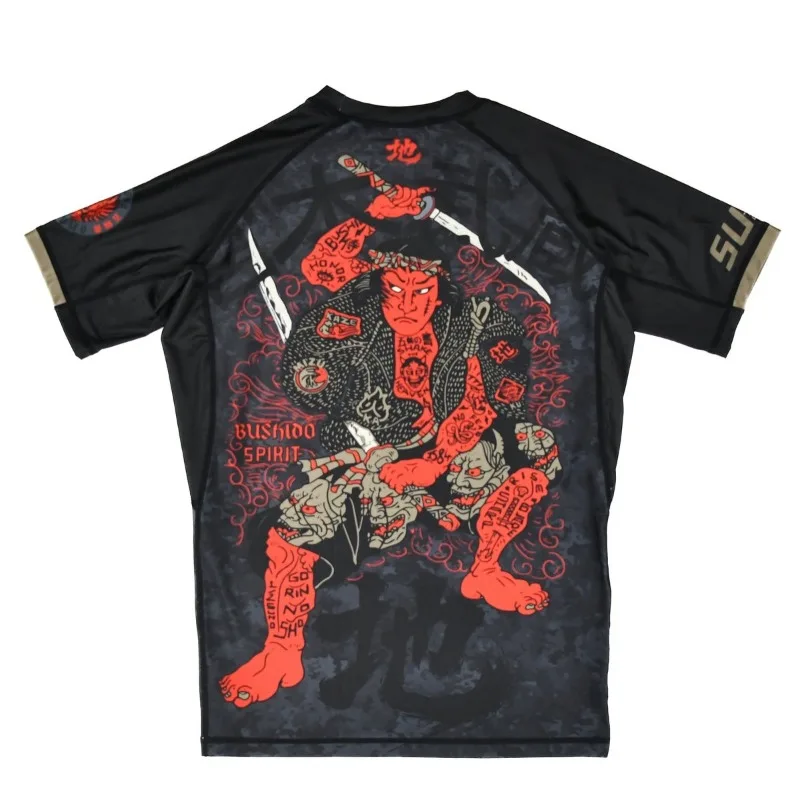 2026 Hot Selling Bushido T-Shirt, Men's Anti-Abrasion Shirt, BJJ Jiu-Jitsu Training Suit, Quick-Drying Sports Short-Sleeve Shirt