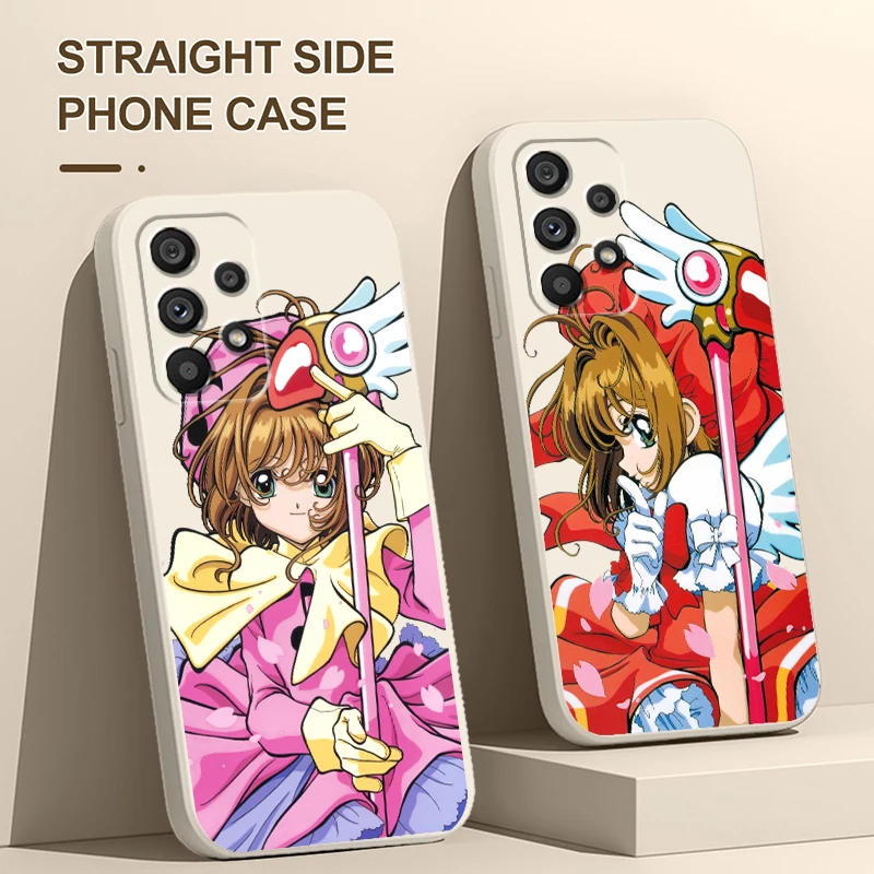 Card captor Sakura For Samsung A53 A52 A54 A13 A51 A12 A32 A71 A33 A73 A72 A14 A23 5G Liquid Rope Phone Case Cover