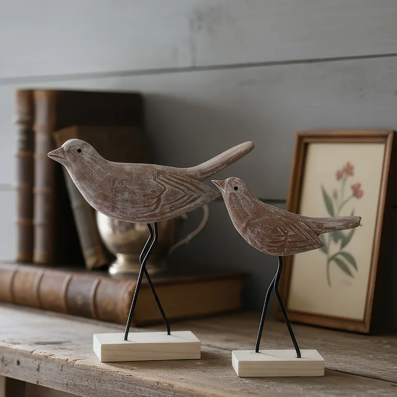 American Country-Style Creative WoodenCraft Bird-Shaped Ornaments for Home Living Rooms Handicraft Desktop Craft