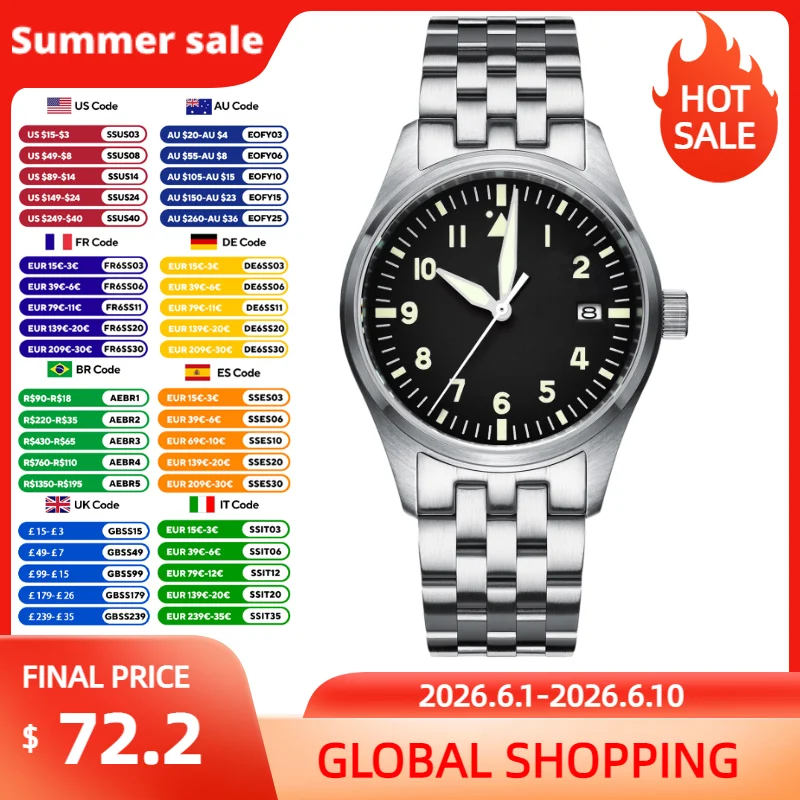 

ADDIESDIVE Elegant Man Watch 39mm Sapphire Retro Mechanical Watch C3 Luminous 200m Waterproof 8215 Automatic Watches New AD2519