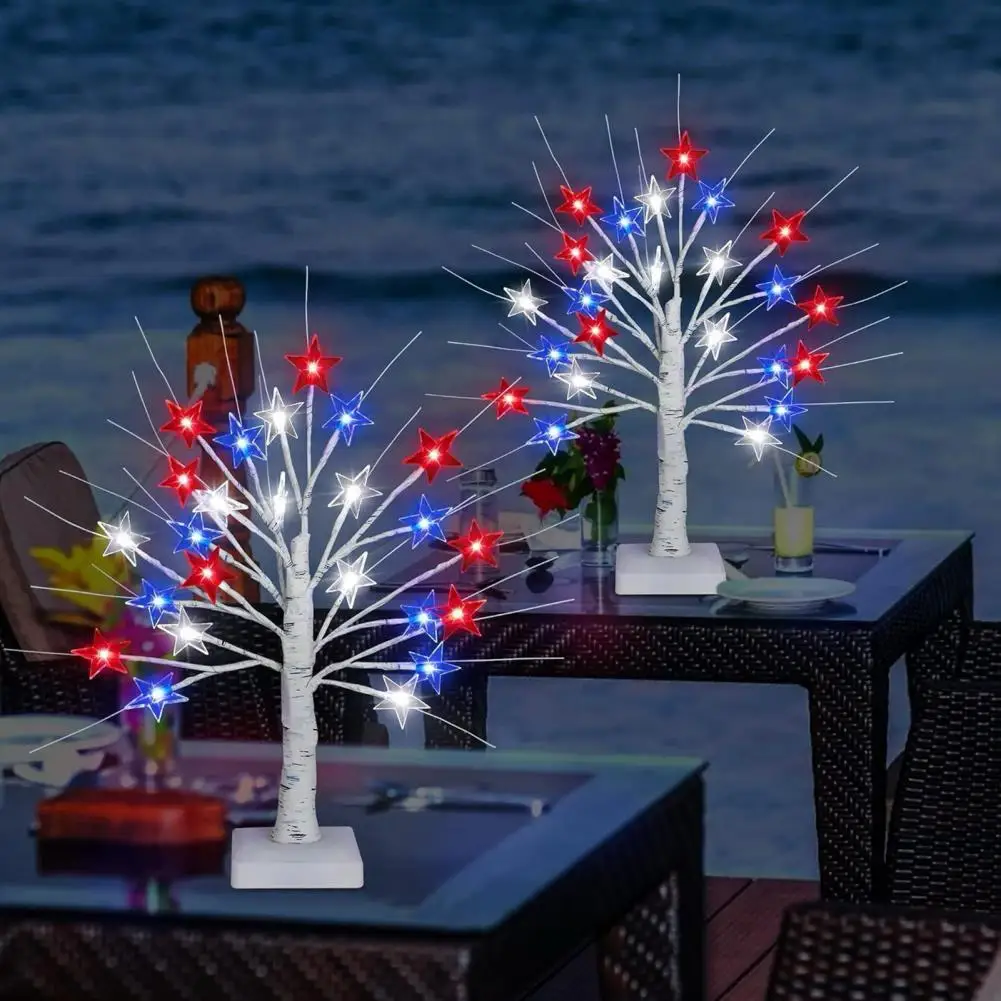 Patriotic Decorative Lights Independence Day Light Tree Independence Day Led Star Tree Decoration 18-inch Patriotic Tabletop