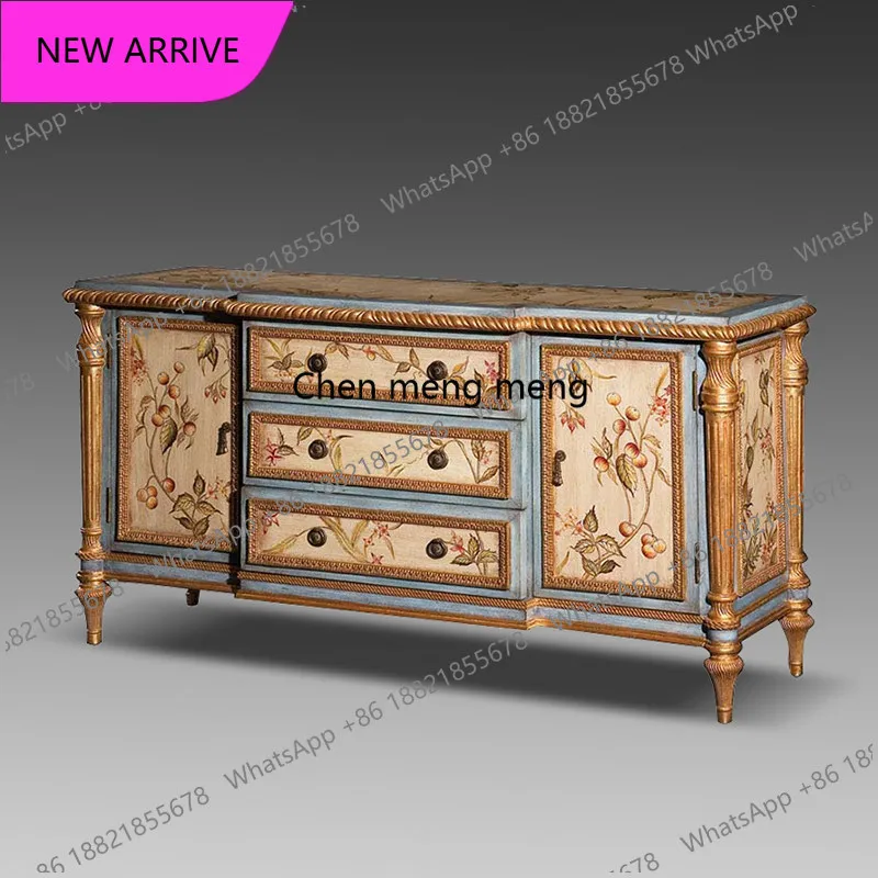 

Мебельный шкаф M183 в европейском стиле, расписанный вручную, высококачественный ретро-шкаф из массива дерева для столовой.