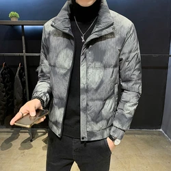 Fashion 2024 Autumn Winter Men's Lightweight Casual White Duck Down Jackets Youth Streetwear Warm Short Style Top Puffer Coats